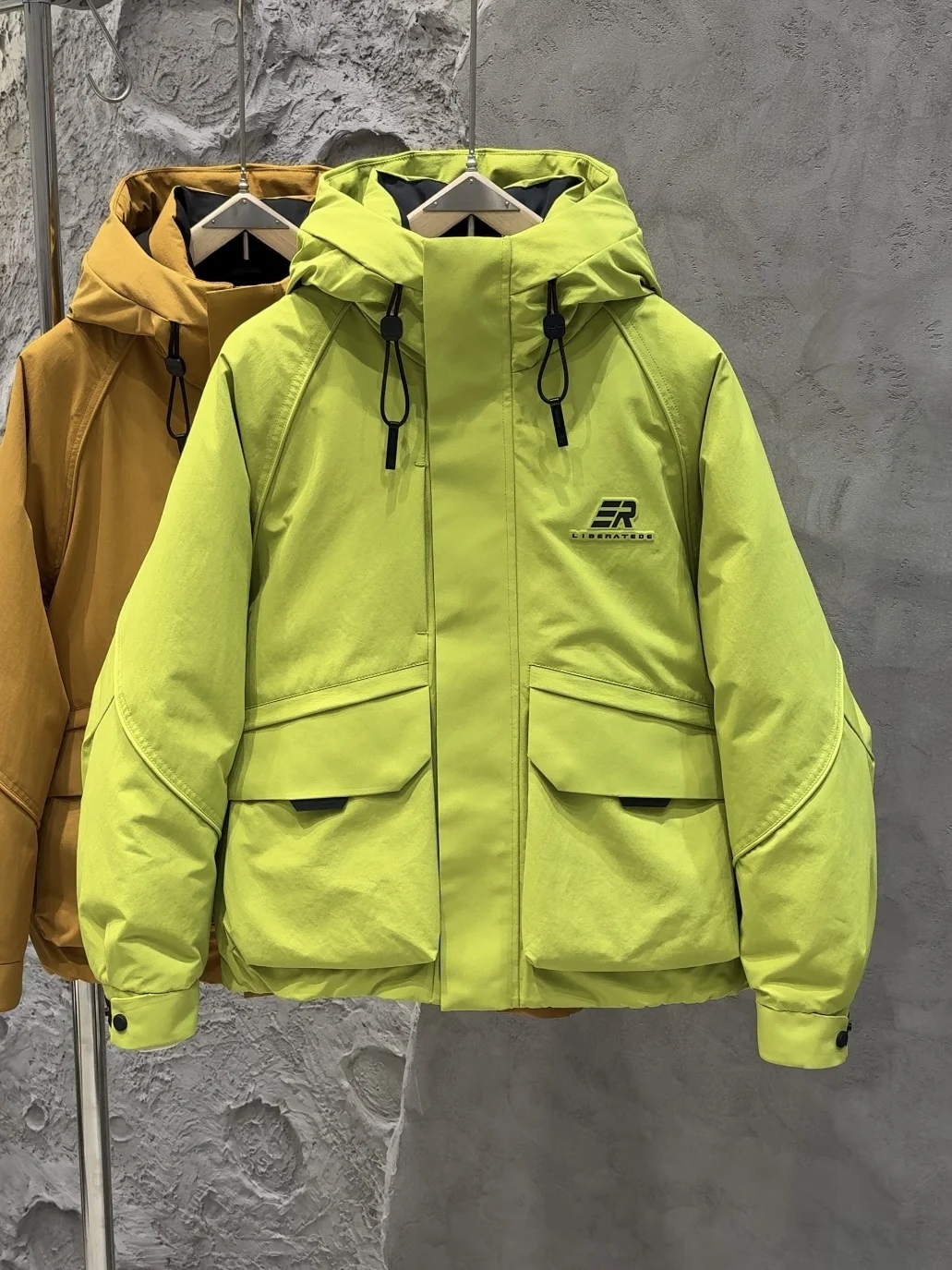 

Winter New Men's Outdoor Workwear Hooded down Jaet Warmth Polyester Fiber 90% White Du down Filling Casual Sle Thiened