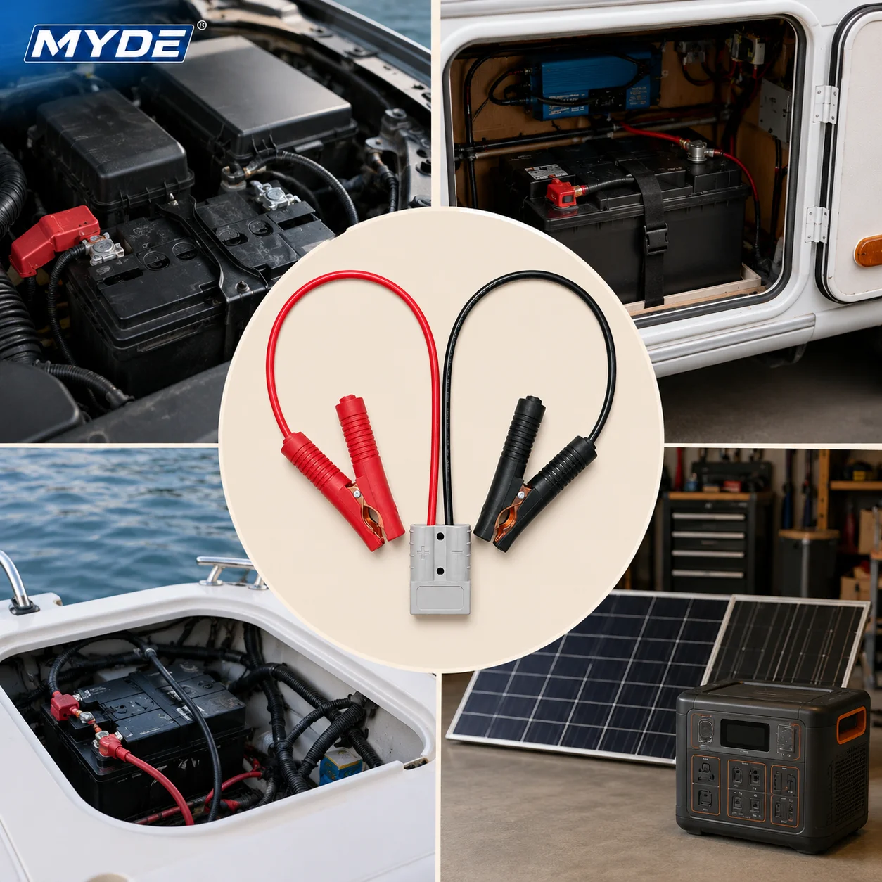 8AWG 10AWG Batterie-Krokodilklemmenkabel 40cm Vollisoliert für Auto, LKW, Wohnmobil, Solarstrom-Wechselrichter – Detail 1