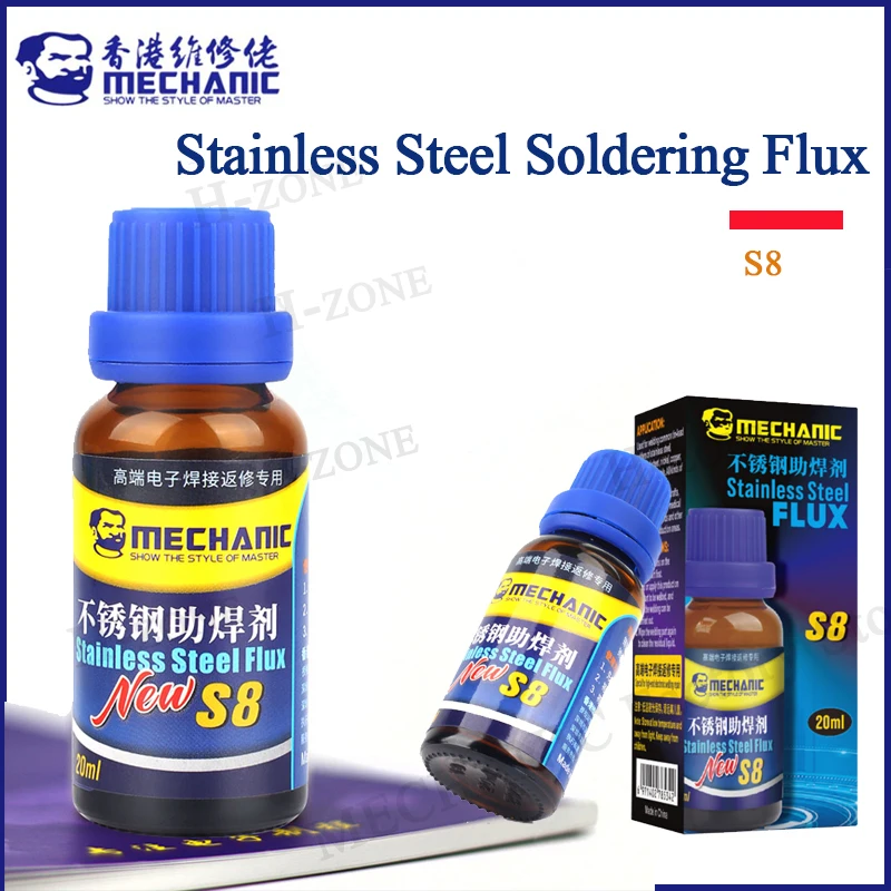 MECHANIC Stainless Steel Flux Copper Zinc Battery Liquid Flux Galvanized Sheet Iron Metal Solders Water 20ml Welding Tool S8