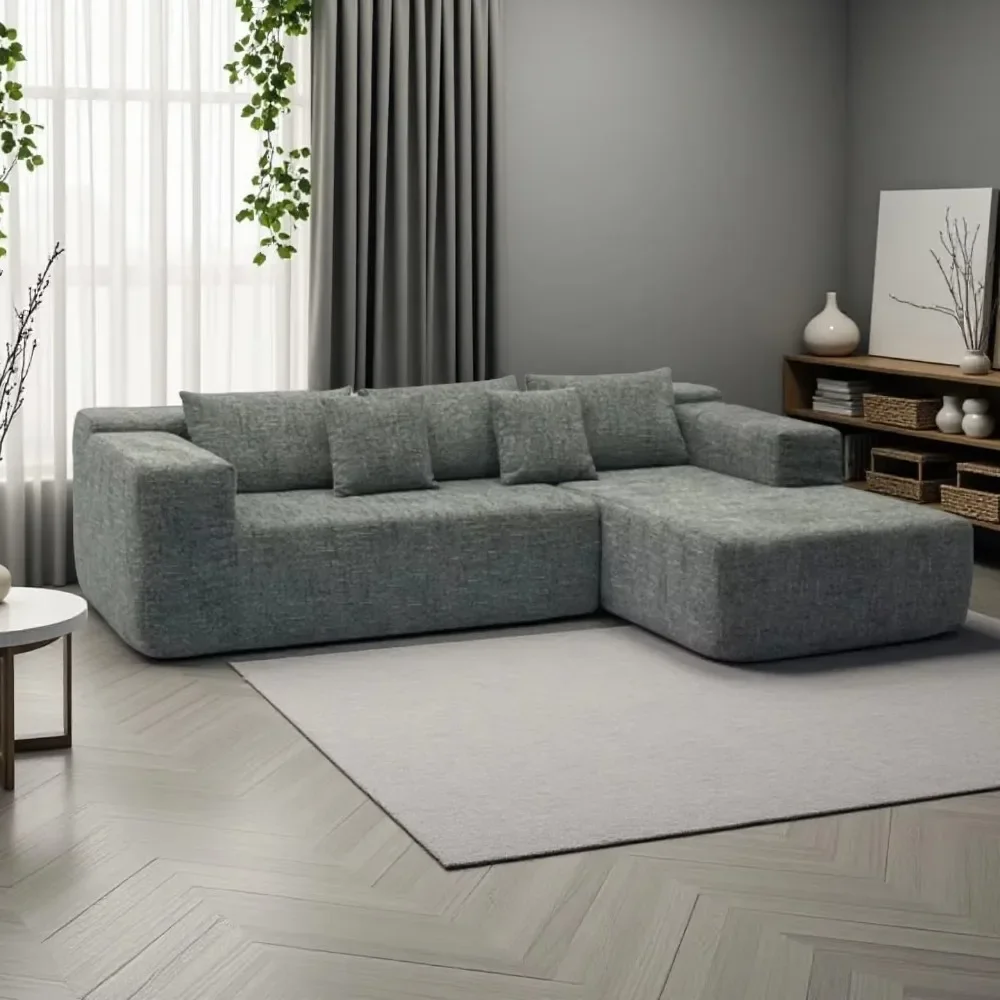 Fabric Corduroy Modular Straight Design Two-seat Lazy Compression Sofa Cross-border Compression Set with Sponge Filling