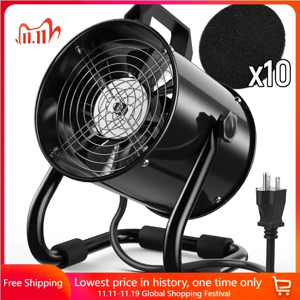 

Portable Range Hood, 6 Inch Portable Kitchen Exhaust Fan 350 CFM, 10 Activated, for Indoor BBQ, Hot Pot, Portable Hood Fan