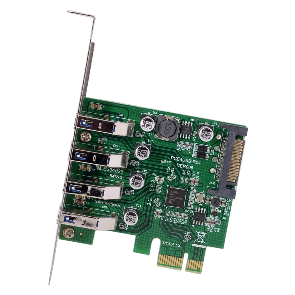 Adaptador de tarjeta de expansión PCI-E a USB 3,0, HUB PCI Express de perfil bajo, 4 puertos, 5gbps, USB 1,1/2,0/3,0 sistemas operativos