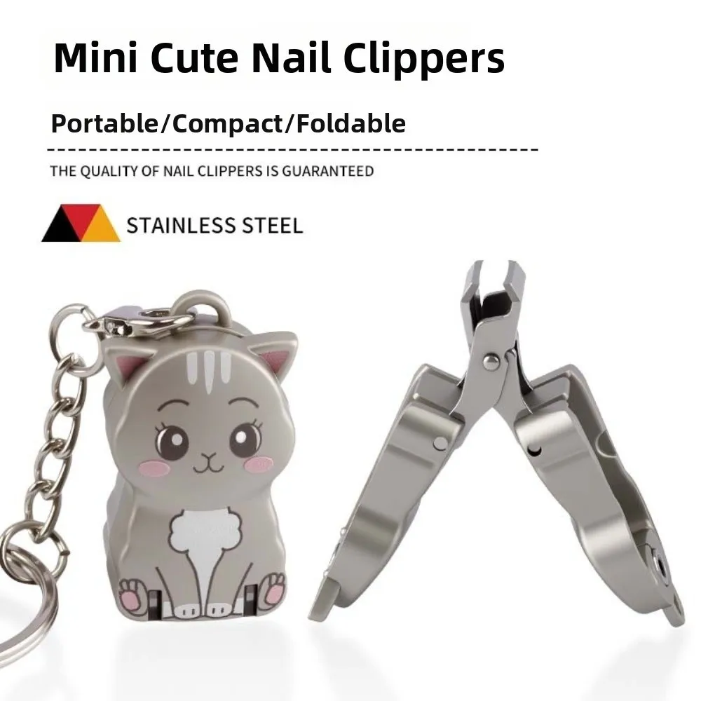 Portable Stainless Steel Nail Clippers Foldable Cute Nail Trimmer Durable with Storage Fingernail Clipper Manicure Tool