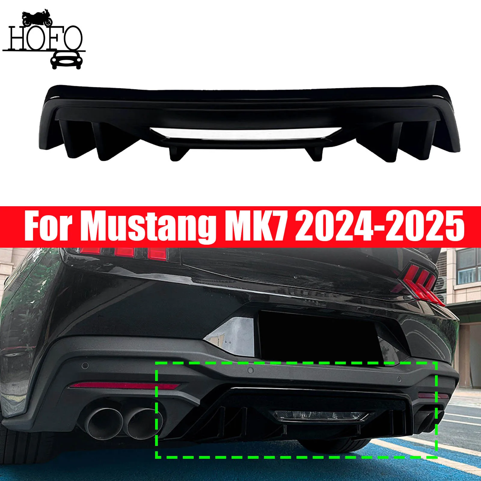 

For Mustang MK7 2024-2025 ront Bumper Lip Splitter Diffuser BodyKit Spoiler Bumper Auto Part Tuning