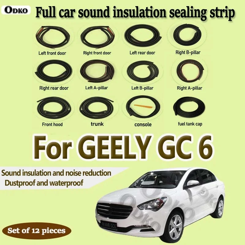 For GEELY GC 6 Car Door Seal Strip Rubber Noise Insulation Dustproof Seal Strip Not easy to Fall off Car Accessories 12Pcs Set