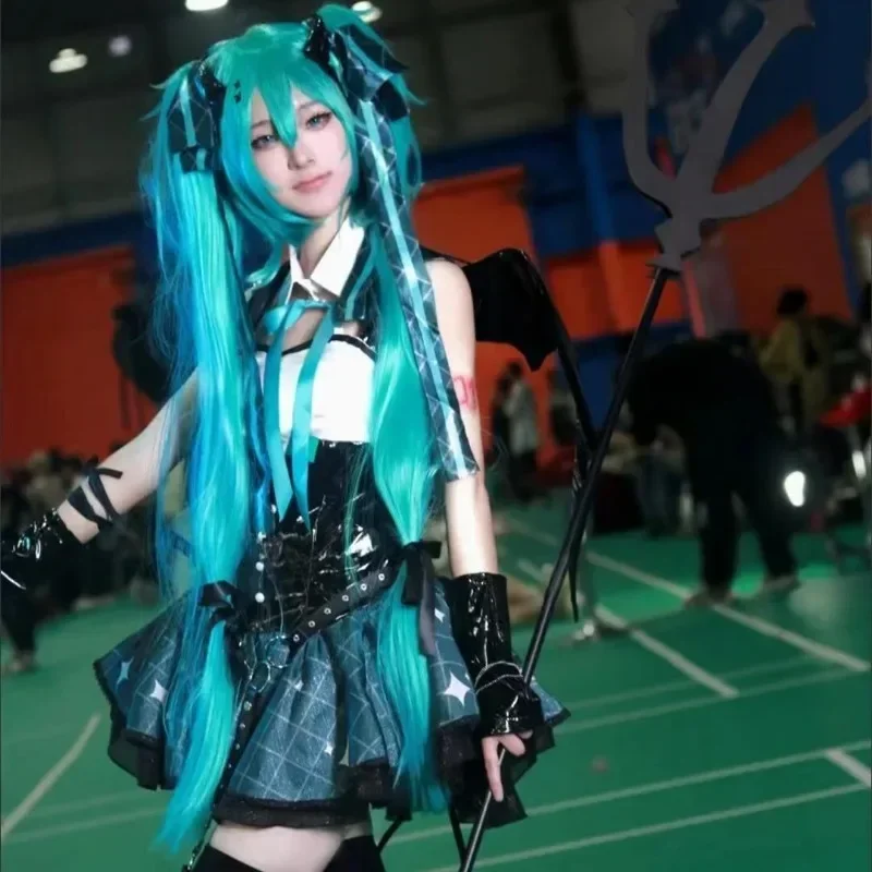 Hatsune Miku cos ชุดคอสเพลย์การ์ตูนแรคคูนน้อยชุดกระโปรงสั้นอนิเมะเด็กผู้หญิงชุดคอสเพลย์ปีศาจฮาโลวีนปาร์ตี้ของขวัญปีใหม่