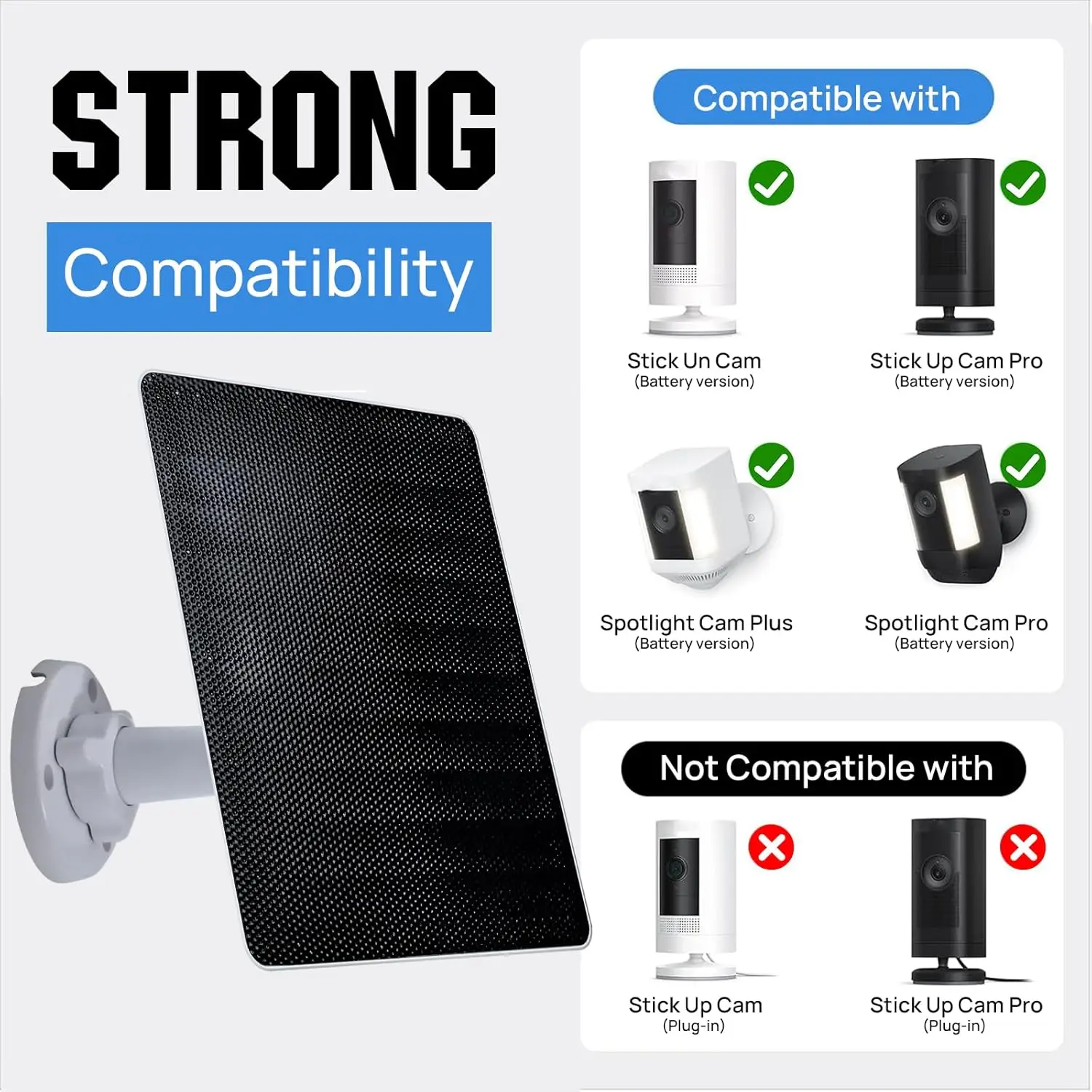 5W Solar Panel for Outdoor Security Cameras, Fast Charging with USB-C & Barrel Plug, 9.8ft Cable