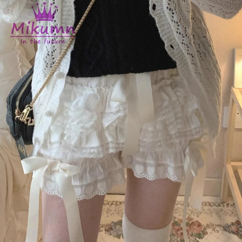 Mikumn Harajuku Y2k Women Cute Bloomers Vintage Victorian Pumpkin Pants Gothic Lolita Aesthetic Kawaii Sweet Bow Ruffles Shorts