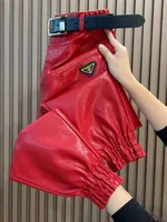 Pantalones de cuero de otoño e invierno para mujer, pantalones Haren de terciopelo a prueba de viento y pierna de alta calidad, pantalones informales adelgazantes que combinan con todo