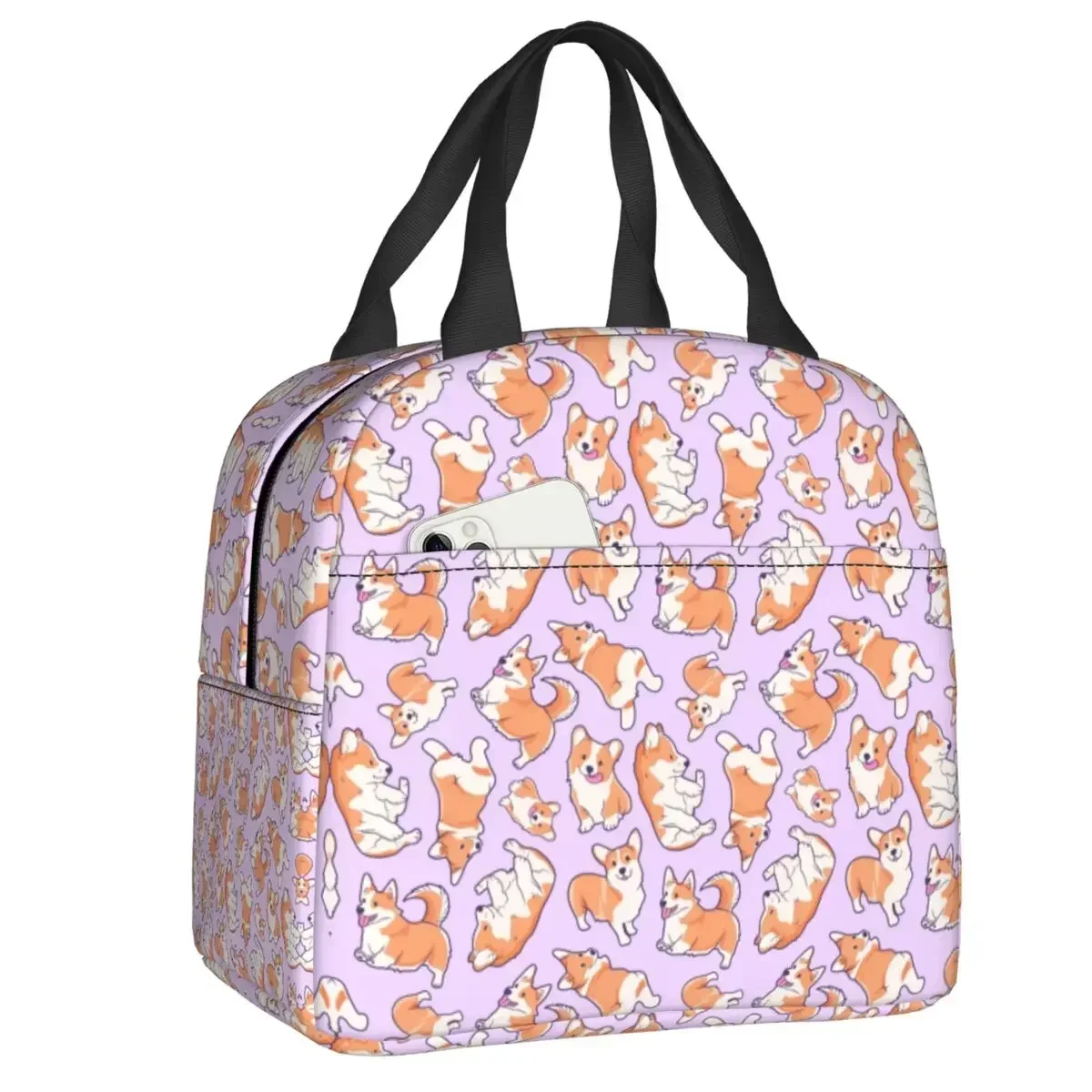Cute Pembroke Welsh Corgis Thermal Insulated Lunch Bags Corgi Dog Portable Lunch Tote for Camping Travel Multifunction Food Box