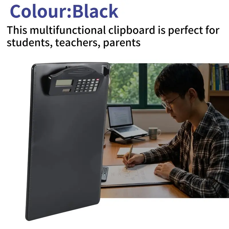 Multifunctional Clipboard With Binder Calculator Writing Pad Pen Slot & Scale For A4 Paper File Suitable-A20R