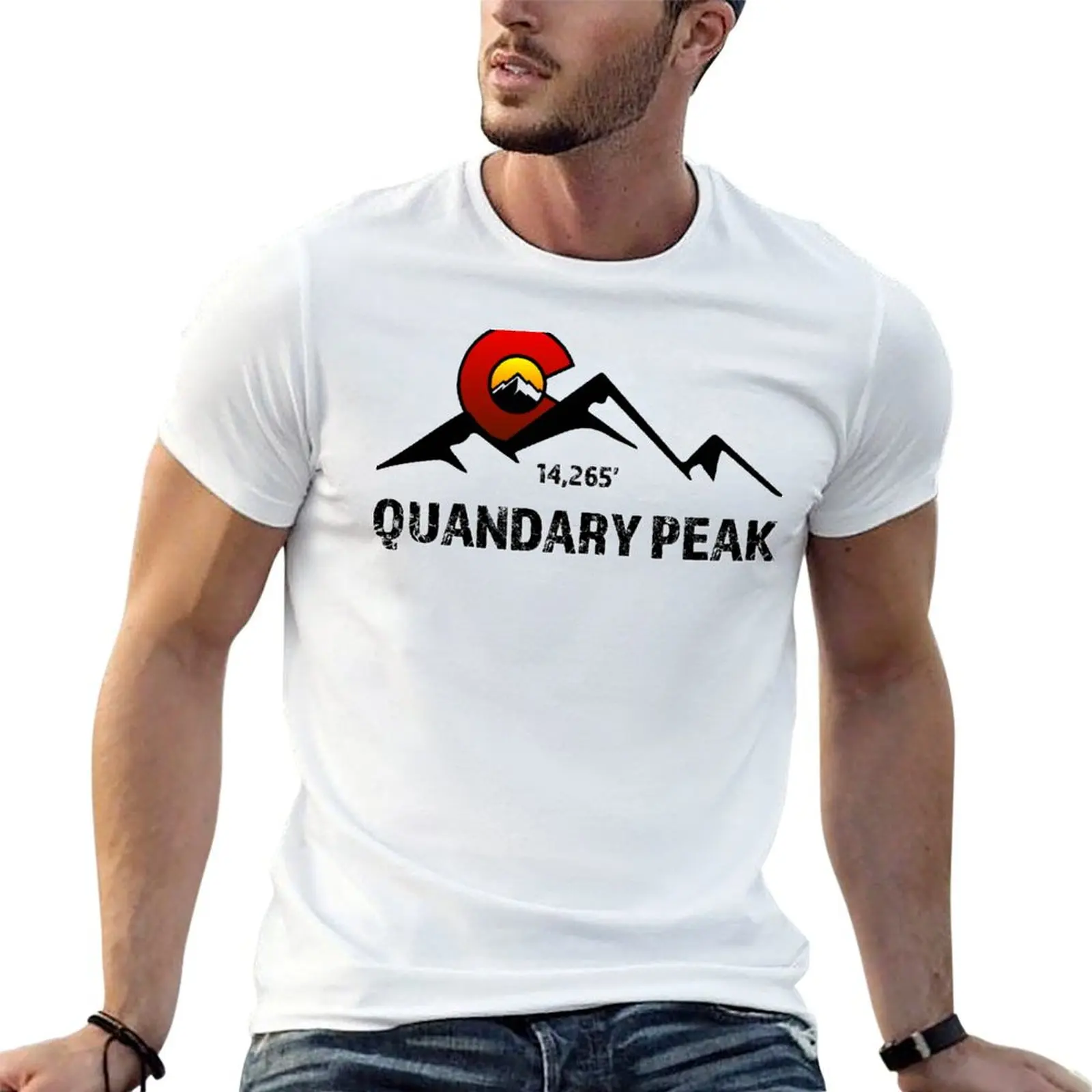 Футболка Quandary Peak Colorado 14er, забавные футболки, мужские футболки, футболка с графическим рисунком, футболка-поло