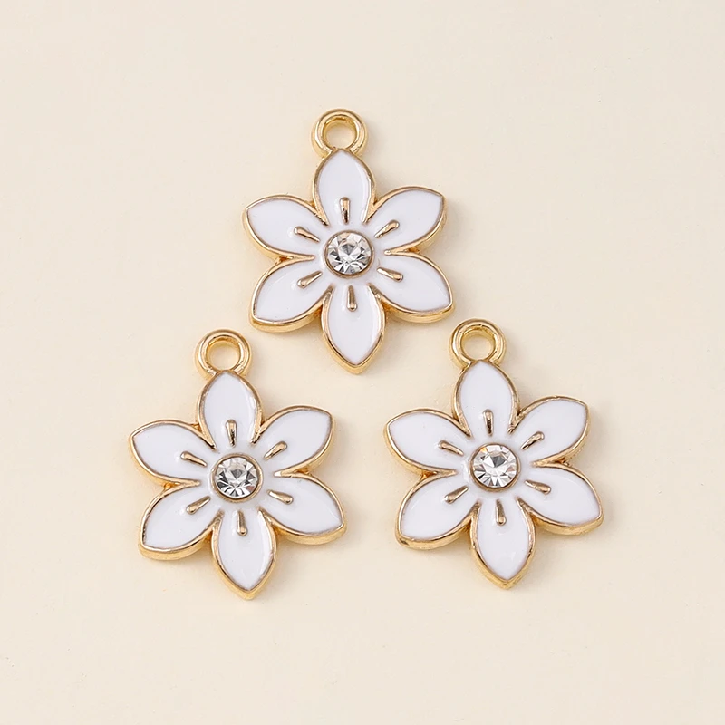 20 Stück gemischte niedliche weiße Emaille-Blumenanhänger für die Schmuckherstellung, DIY-Ohrringe, Halsketten, Armbänder, Zubehör – Detail 27