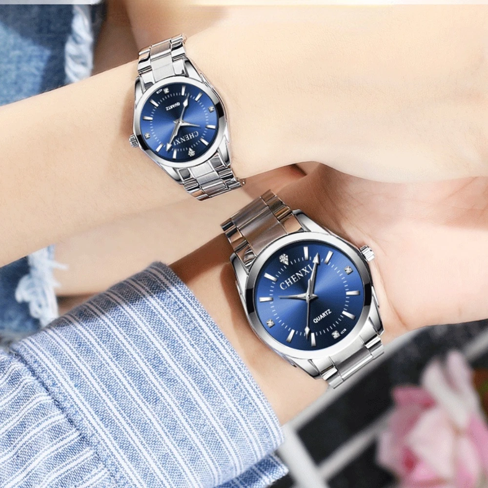 Fashion Chenxi Top Brand coppia orologio semplice Ladies Man Full acciaio inossidabile quarzo impermeabile per Lover Clock Relogio Masculino