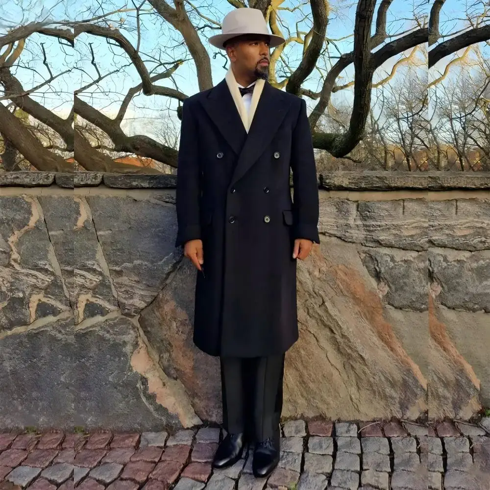 

Formal Double Breasted Men's Suits Blazer High Quality Long Blazer Elegant Peak Lapel Male Clothing 1 Piece Jacket Overcoat