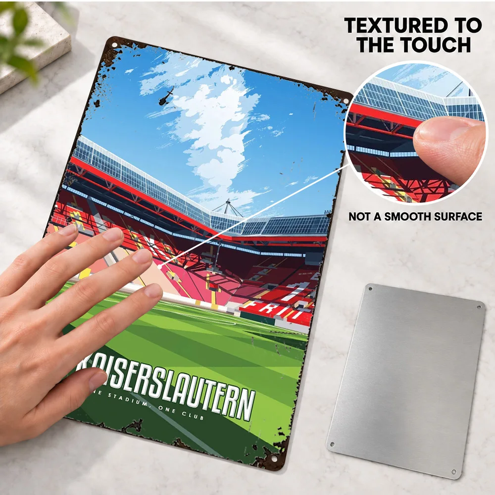 FC Fritz Walter Stadium Football Aluminum Poster Personalized Metal Sign Architectural Illustration Wall Art For Sports Room