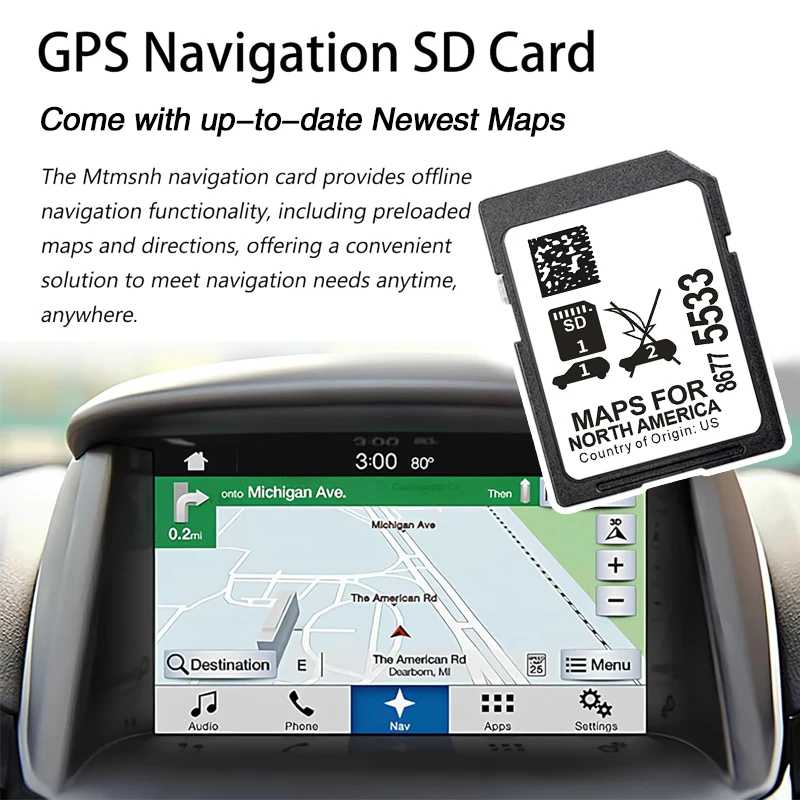 Navigation Card Sat Nav for GM 8677-5533 System Update Maps for North America Card for Cadillac Chevrolet GMC Vehicle GPS SD