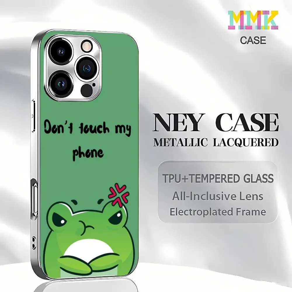 

q-Quote Frog Phone Case NEY CASE Electroplated Glass Case TPU + Tempered Glass Full Camera Protection | Fits iPhone Series