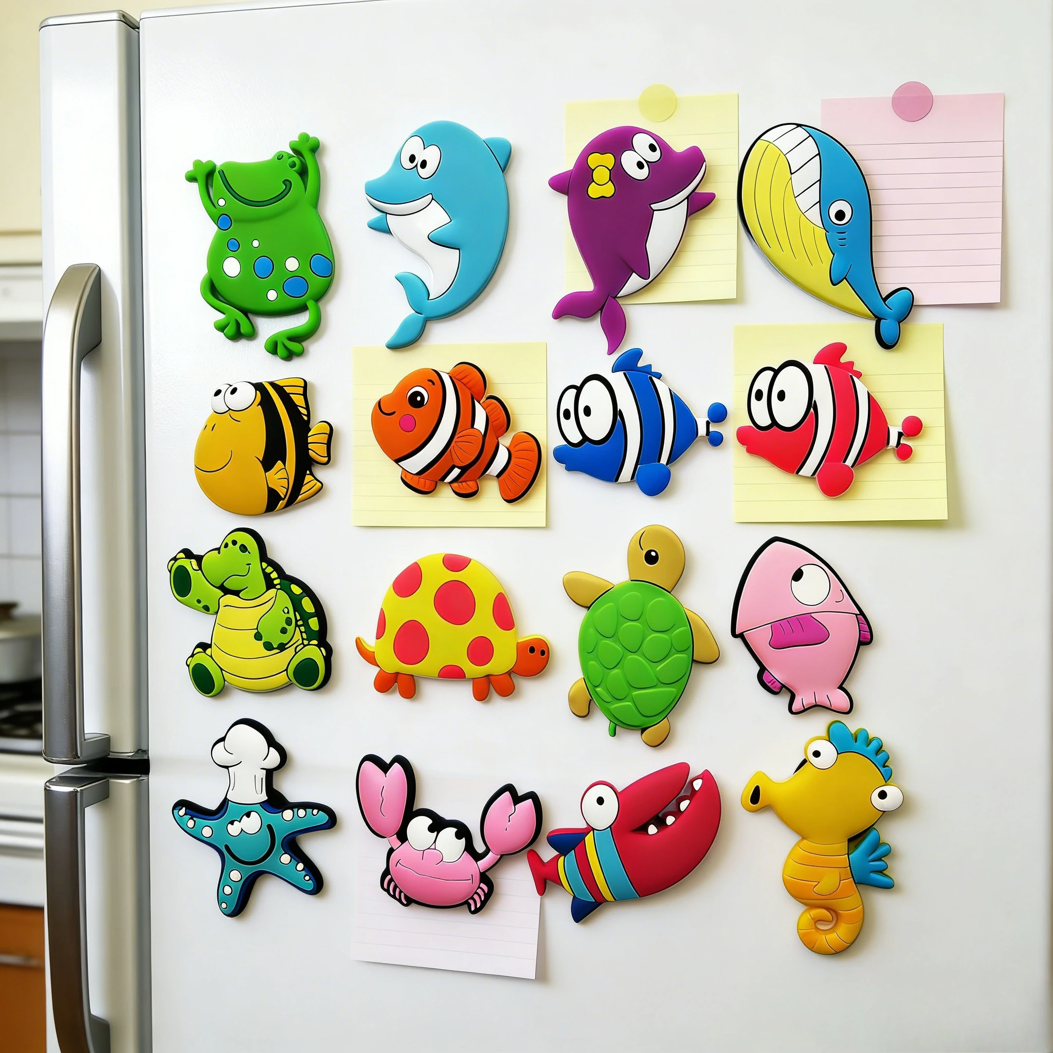 16pcs Toddler Fridge Magnets for Kids - Ocean Animal Magnets for Fridge - Magnetic Animals - Educational Magnet for Whiteboard