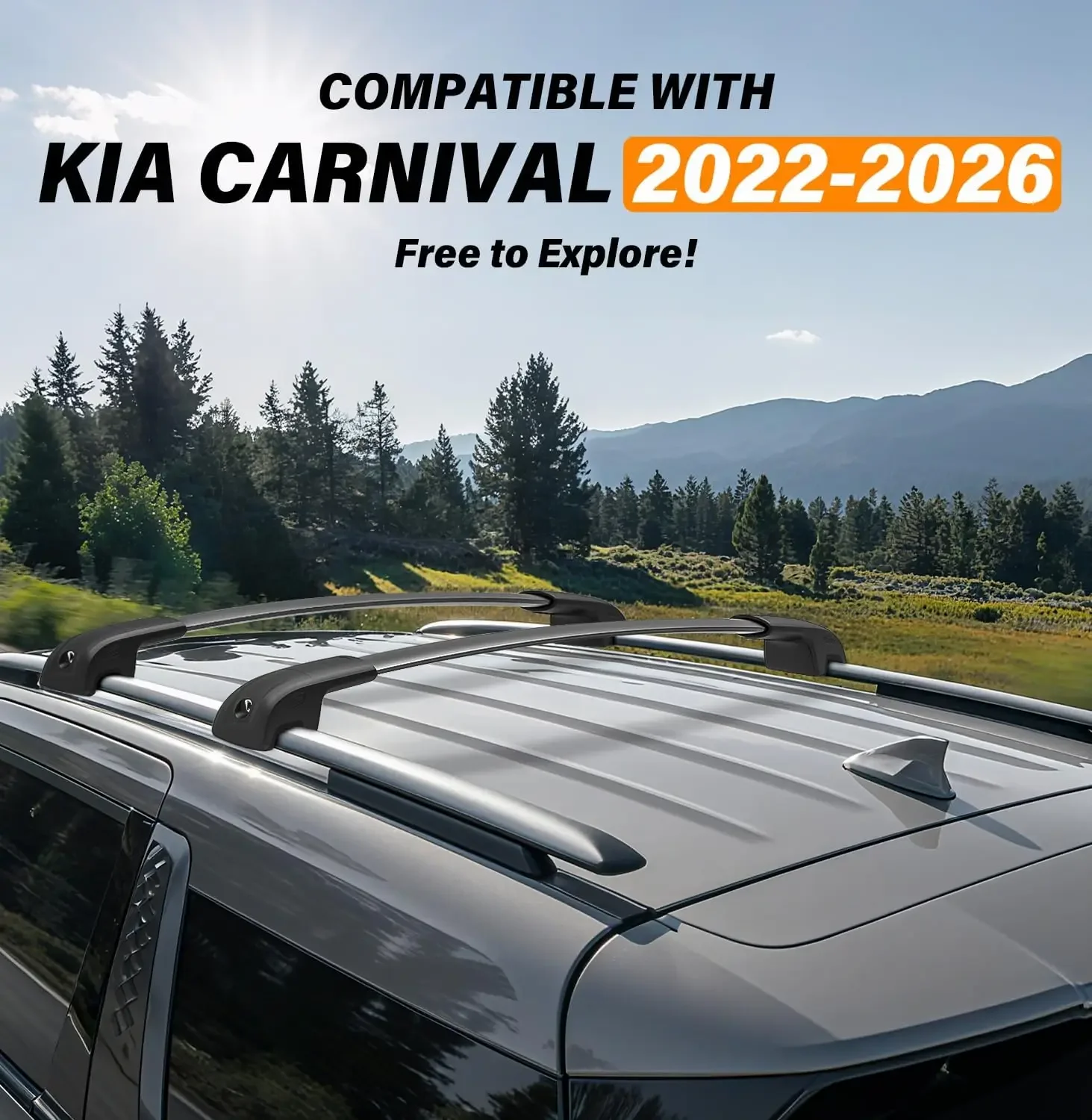 Roof Rack Cross Bars Compatible with 2022-2026 KIA Carnival | Heavy Duty 300lbs Aluminum Roof Rails Crossbars Cargo Bars Canoe R