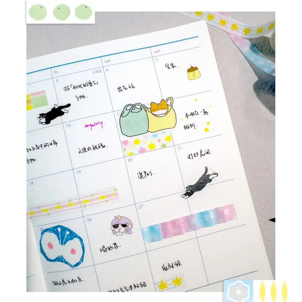 5 ม้วน/แพ็ค Kawaii Washi ประกาย Washi เทป Scrapbooking สติกเกอร์ตกแต่งเทป DIY คู่มือเทปอุปกรณ์โรงเรียน