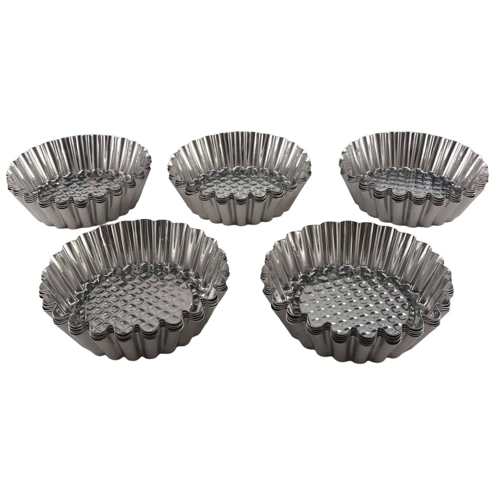 25Pcs Stainless Steel Egg Tart Mold Round Shape Fluted Design Cupcake Baking Molds Reusable Metal Muffin Baking Cups