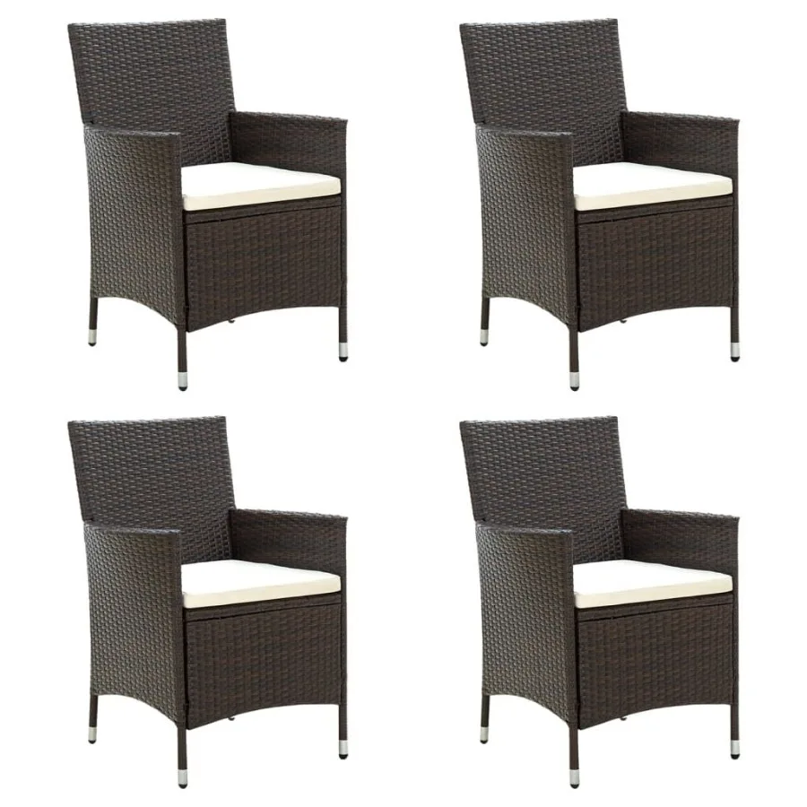 

Patio Chairs with Cushions 4 pcs Poly Rattan Brown
