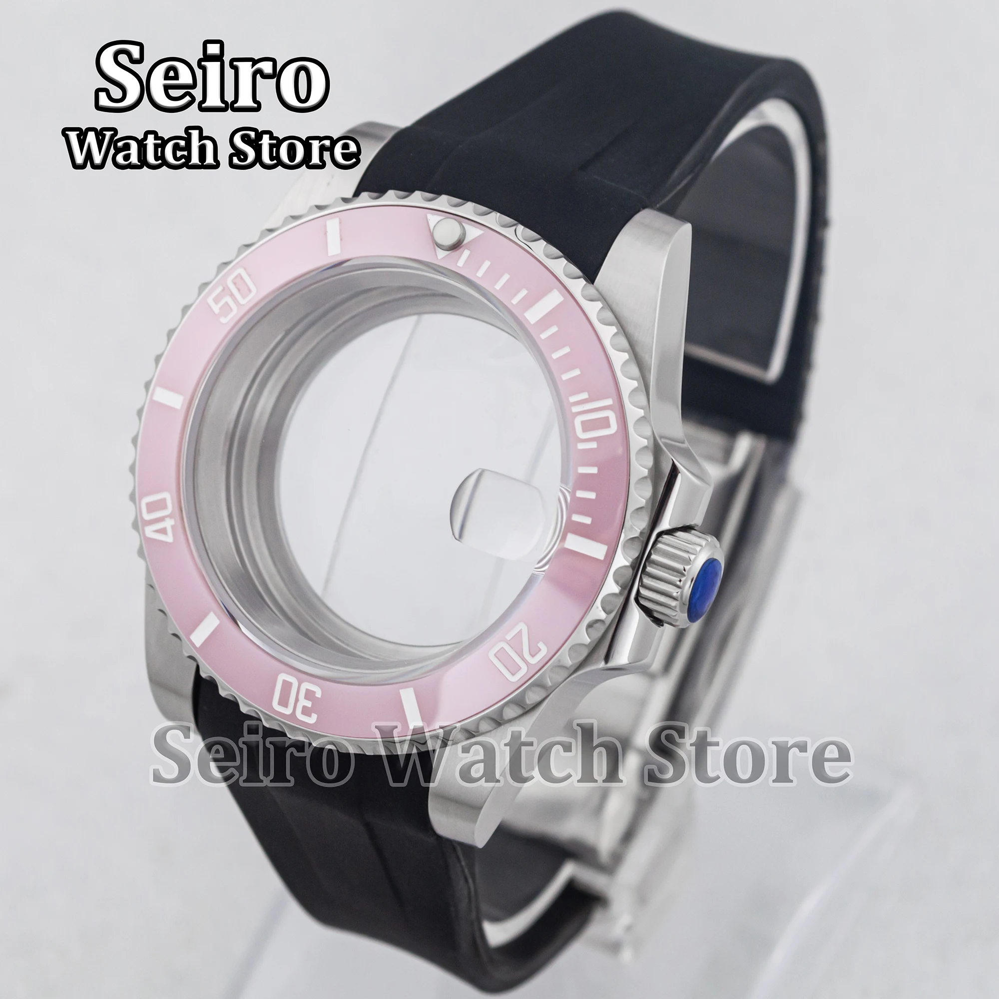 

40MM Watch Case Rubber Strap Sapphire Glass Stainless Steel 10ATM Waterproof Submariner Watch Parts for NH35 NH34 NH36 Movement