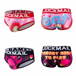 JOCKMAIL-Ropa interior sexy gay para hombre, bragas de seda de hielo con estampado divertido, 21 patrones, cueca, pantalones cortos de diseño