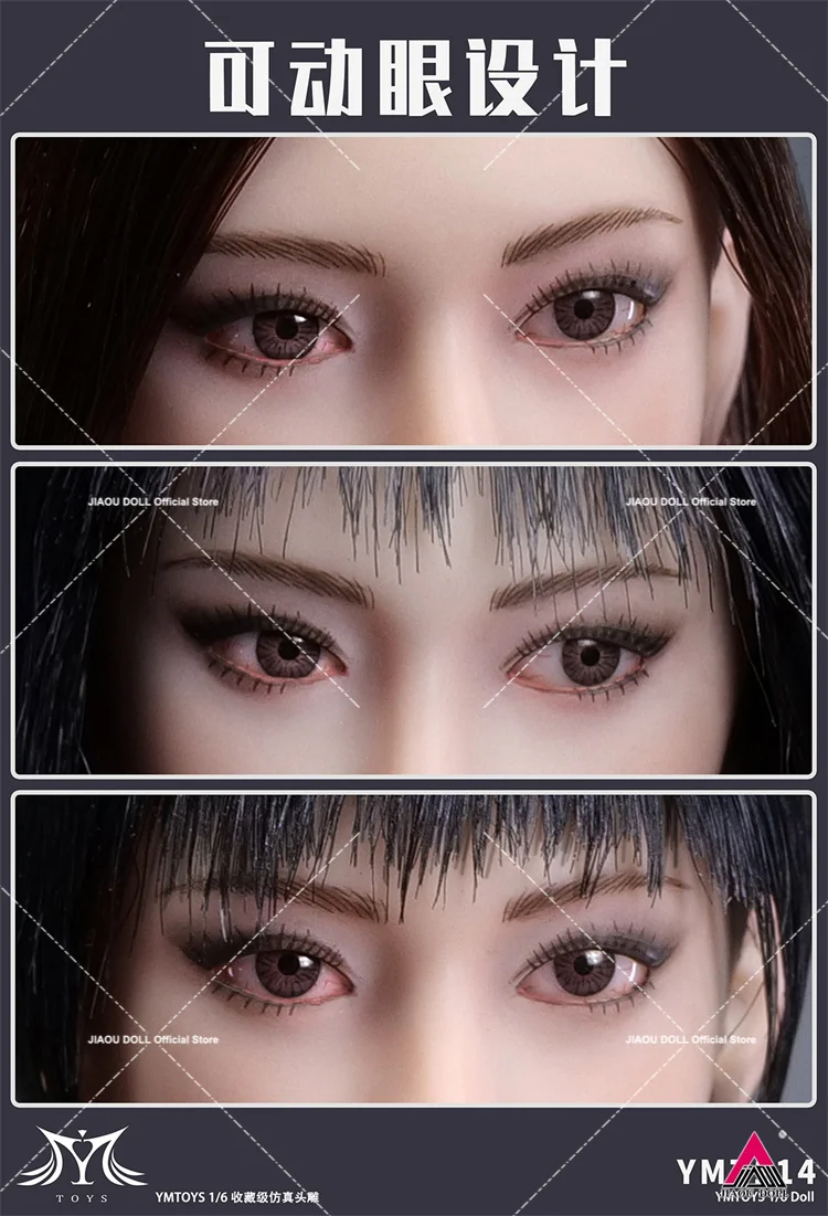 YMTOYS 1/6 YMT114 Asiatische Mädchen Kopf Skulptur Bewegliche Augen Carving Modell Fit 12'' PH Blasse Haut Weibliche Soldat Action figur