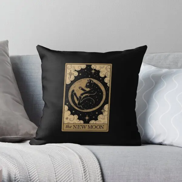 The New Moon Meow Phases  Printing Throw Pillow Cover Sofa Fashion Bedroom Throw Anime Decorative Pillows not include One Side