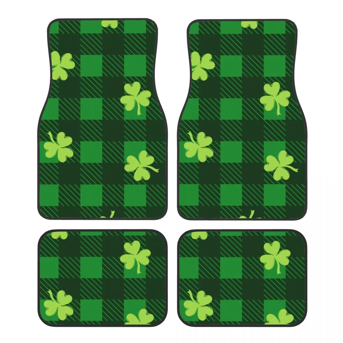 

Saint Patricks Day Four Leaf Clover Floor Mats for Cars All-Weather Anti-Slip Floor Mats Liner Full Set Car Accessories