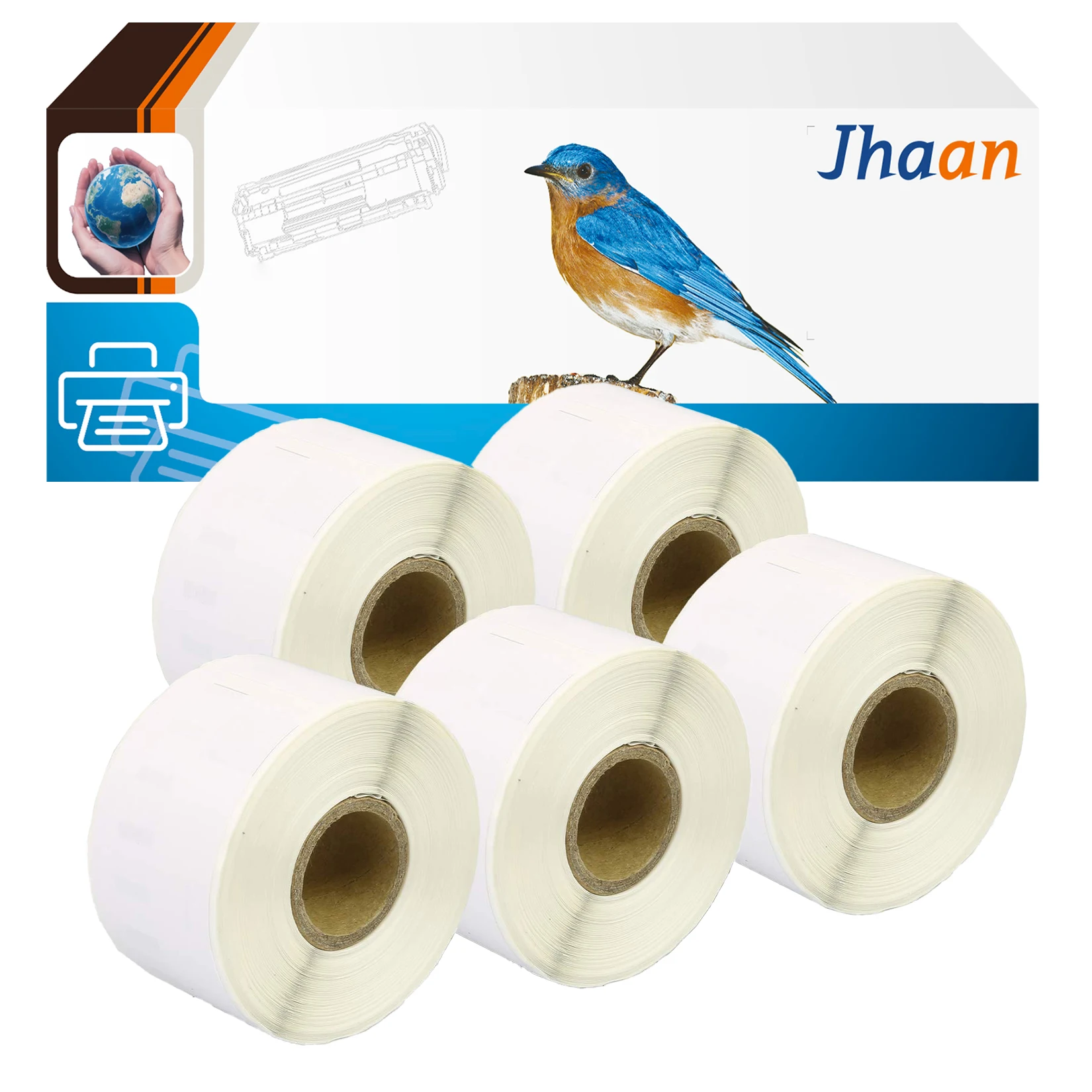 Jhaan 5 X 99012/S0722400 (36x89mm, 260 Etiketten) Kompatible Etiketten Kompatibel mit Dymo LabelWriter 310, 320, 330, 330 Turbo, 400 – Detail 1