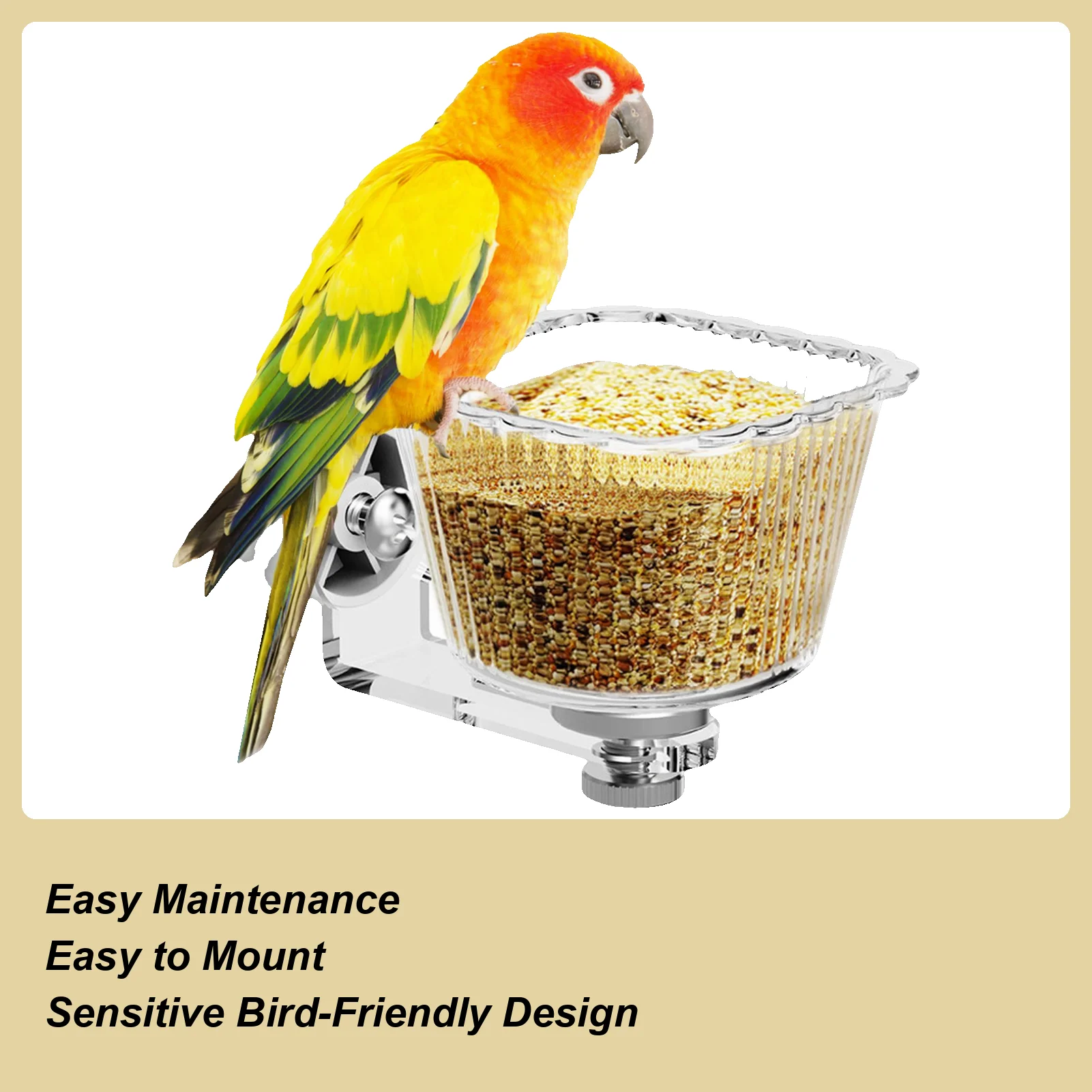 

Кормушка для клеток для птиц, прозрачная миска для кормления с защитой от брызг, кормушка для попугаев с защитой от опрокидывания для клеток, еда, вода, корелла, ара, попугай, зяблик