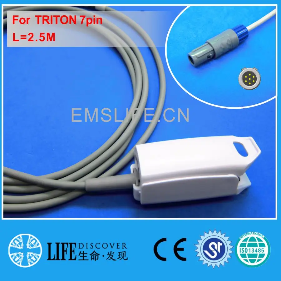 

Reusable AWT adult finger clip spo2 sensor for TRITON 7pin patient monitor