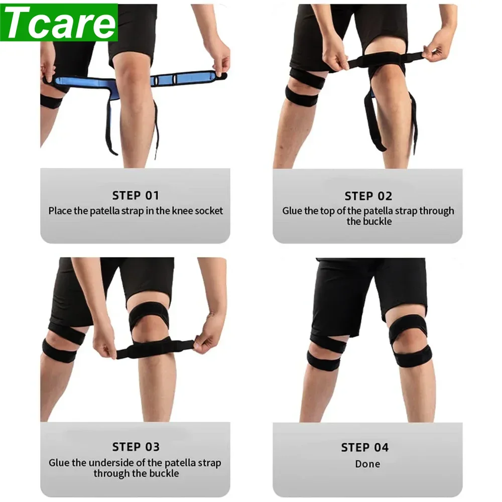 Tcare 1/2/4Pcs New Anti-slip Plus Size Knee Patella Strap, Silicone Shock Pad Knee Brace, Adjustable Tendon Support for Running
