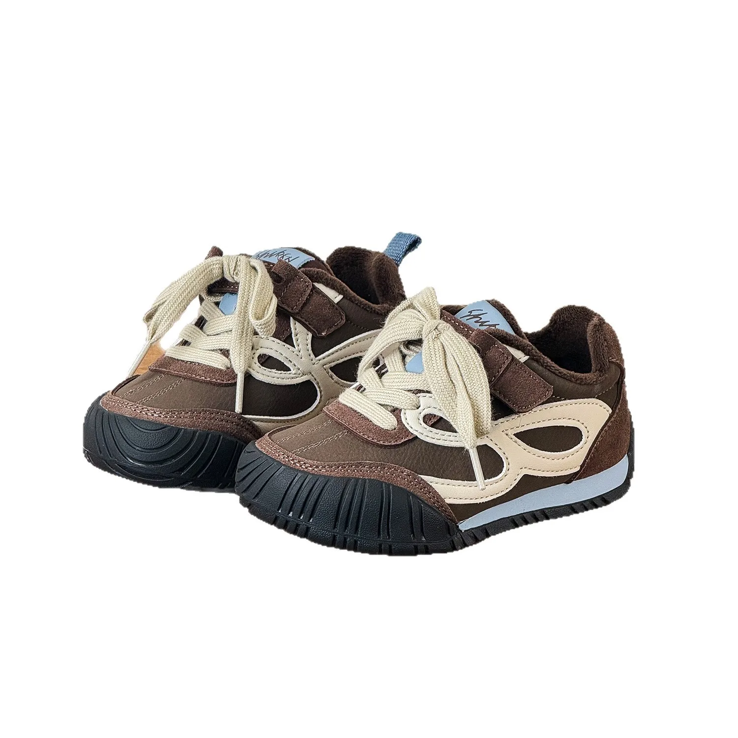 

New Winter Children's Boys Girls Fashion Closure Toe Plus Velvet Casual Shoes Kids Toddler Anti-kick Warm Sports Shoes