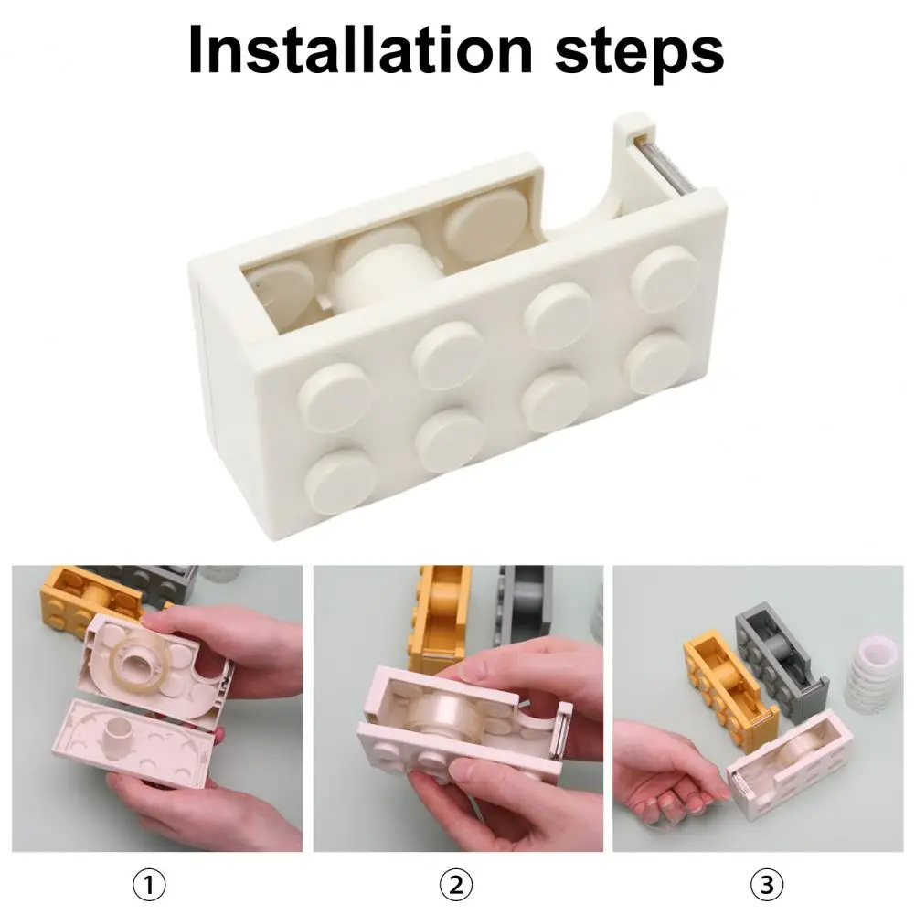 Cortador de cinta adhesiva de diseño de ladrillos de juguete, organizador de almacenamiento de plástico, soporte de cinta, dispensador de cinta adhesiva DIY, suministros escolares
