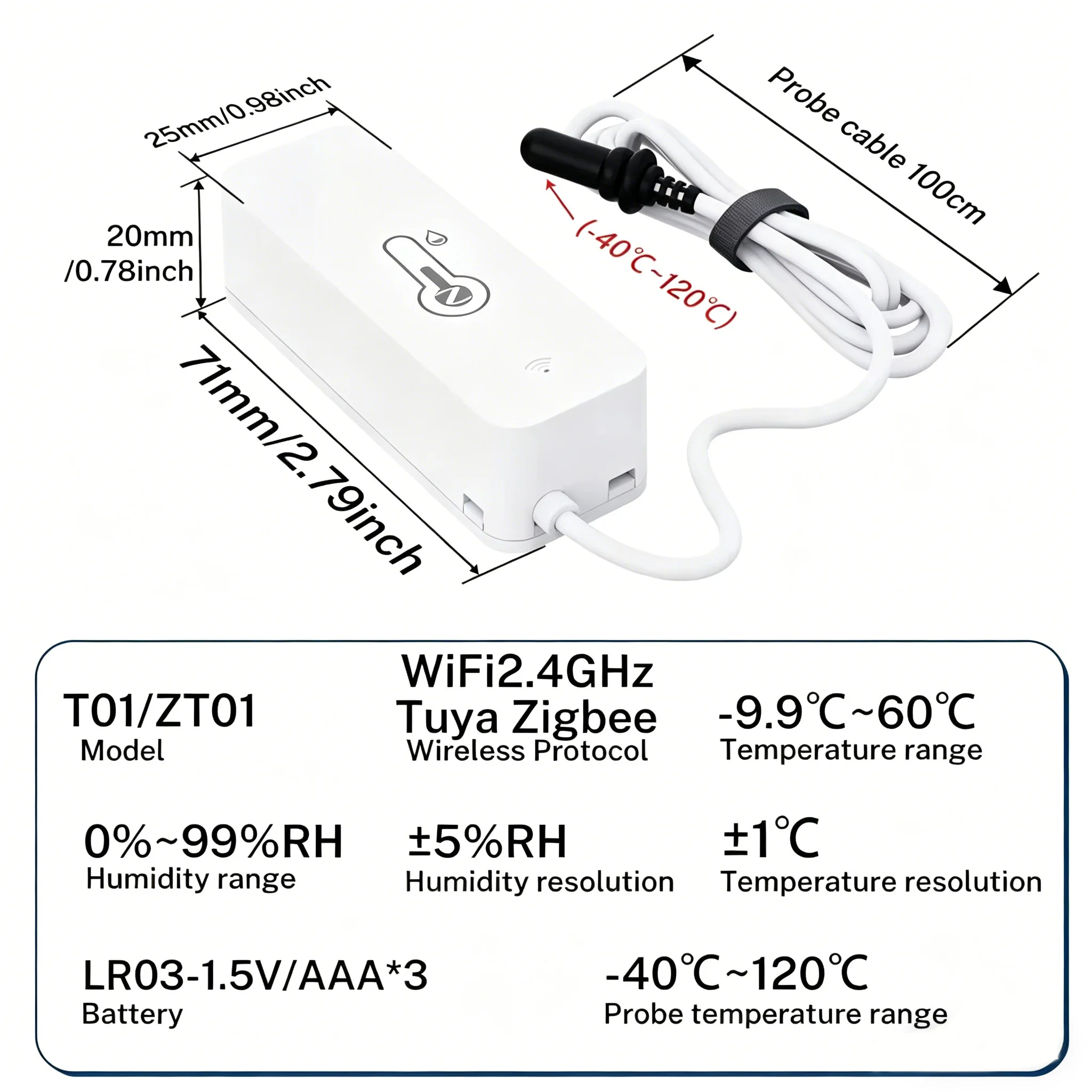 Tuya Zigbee WiFi Temperature Humidity Sensor with External Probe T01/ZT01 for Smart Home Workswith Yandex SmartLife Alexa image 6