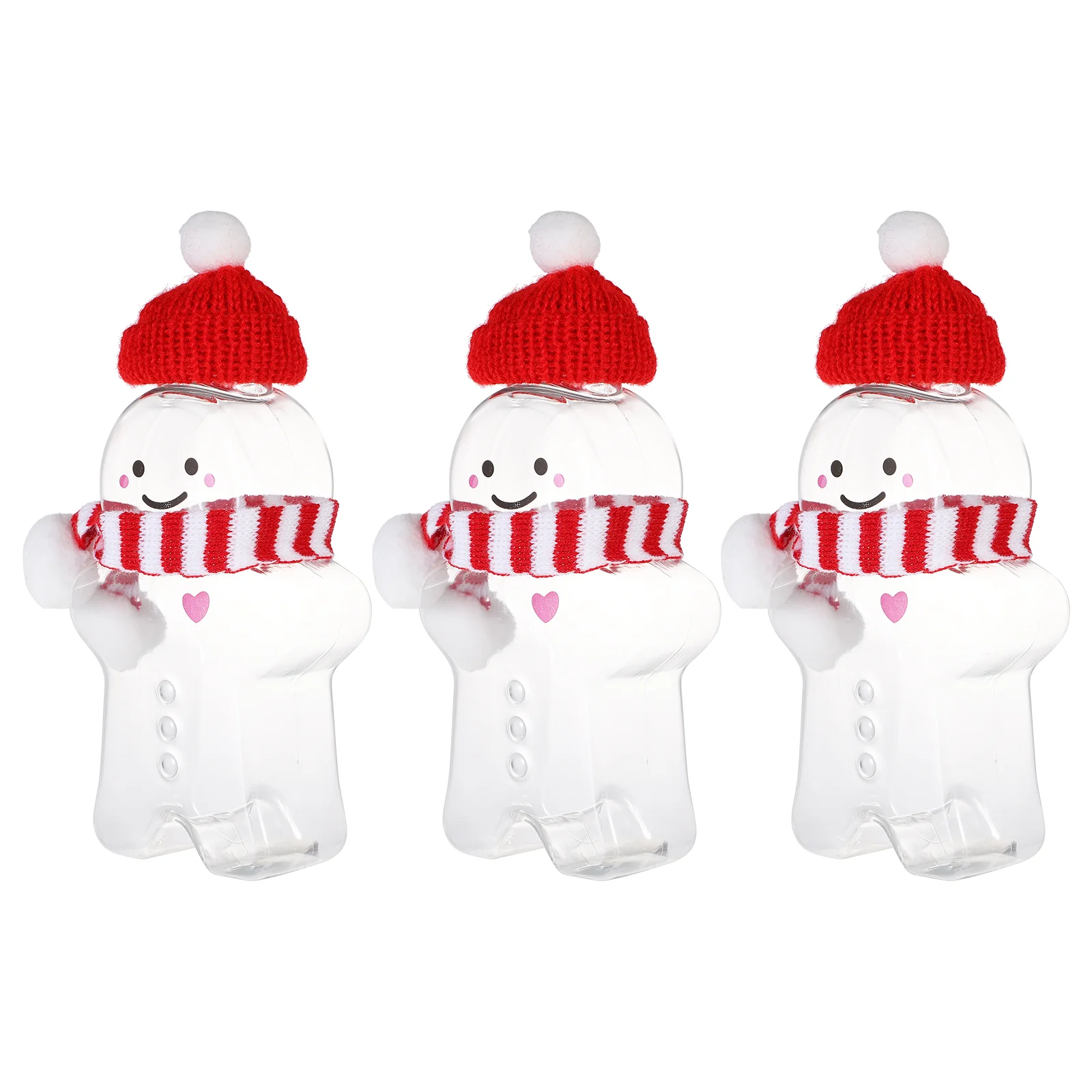 

3 Sets Christmas Drink Bottle Beverage Bottles Gingerbread Candy Container with Caps Filling Refillable Water