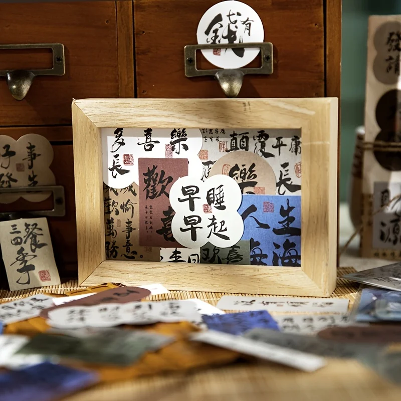 MOHAMM 30pcs  Chinese Characters Style Decor Paper Sticker for DIY Craft Scrapbooking Planner Gift