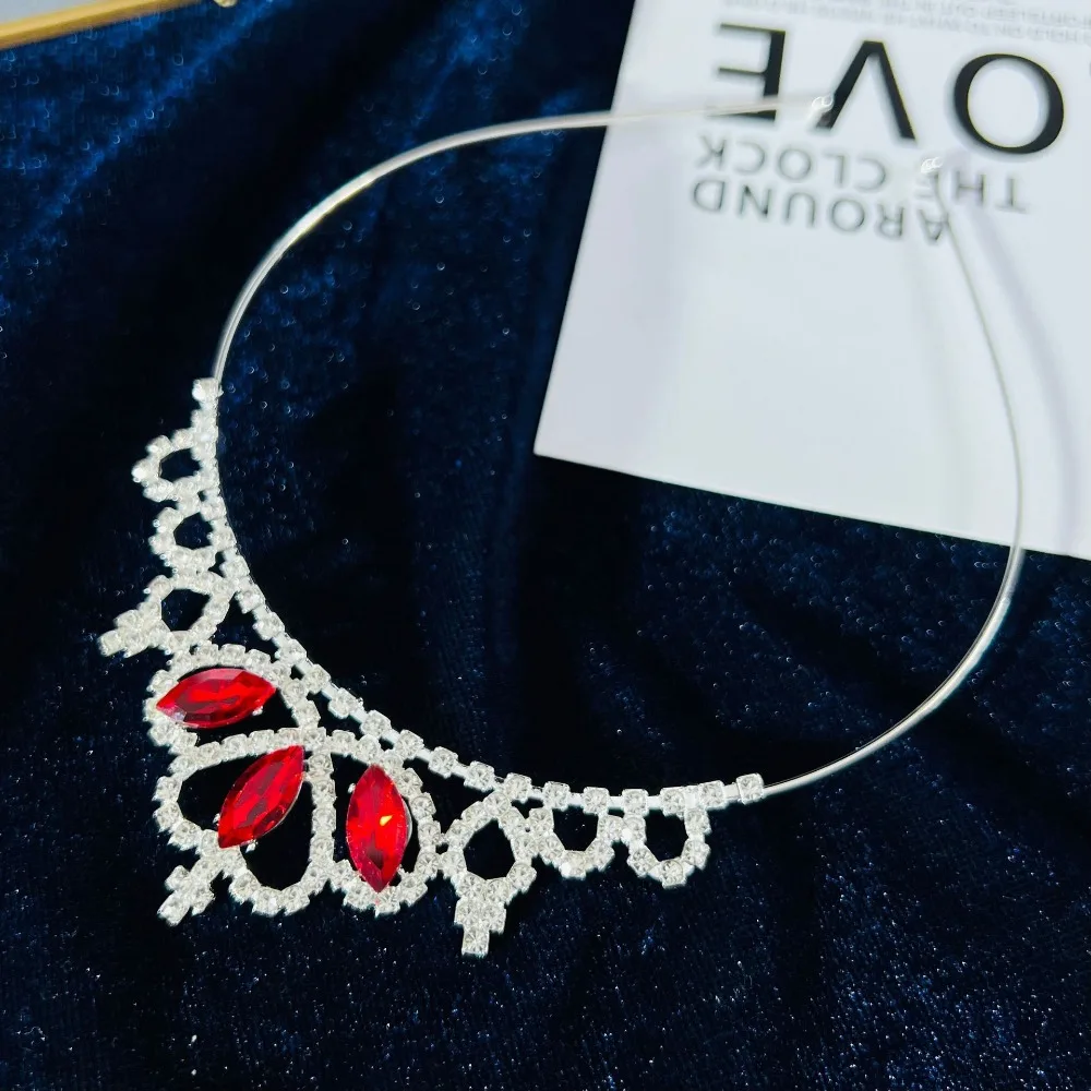 Fashion Princess Crown Headband Hair Jewelry Rhinestone Tiara Princess Headband Hair Band Crystal Crown Birthday Accessories