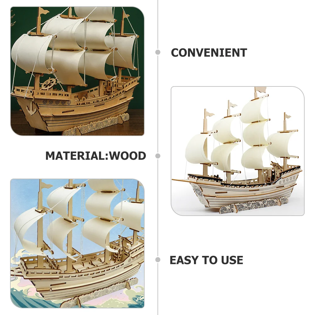 3 D Assembled 3D Puzzle Silk Merchant Ship Child Model Pirate Wooden Puzzles for Adults Sailboat