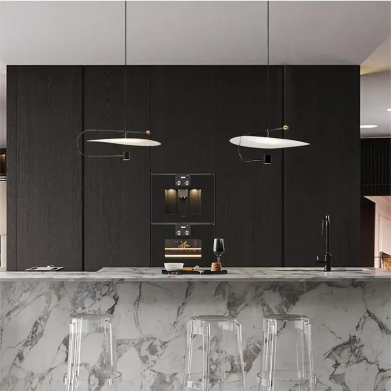 Nordic Acrylic Plate Design Pendant Lights for Living Dining Room Office Desks Bedroom Hanging Lamp Black Home Decor Luminaires