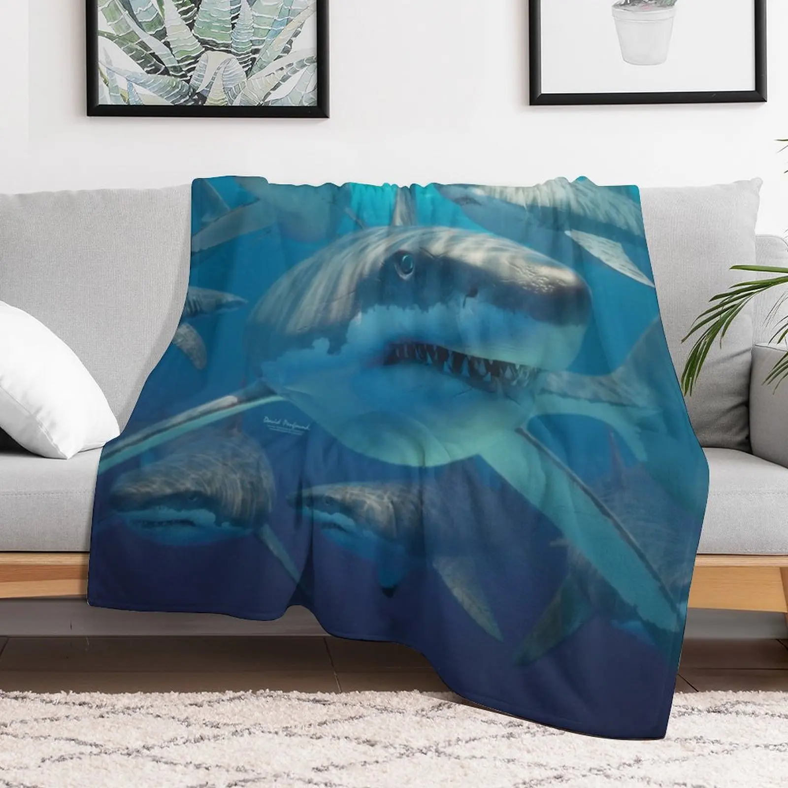 Great white sharks Throw Blanket Weighted for sofa Sofa Luxury Blankets