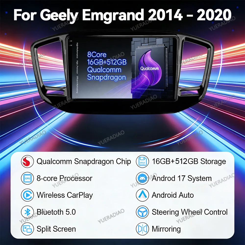 Android 17 Car Radio For Geely Emgrand X7 Vision X6 Haoqing SUV 2014 - 2020 GPS NAVI Multimedia Video Player QLED 2DIN 4G WIFI