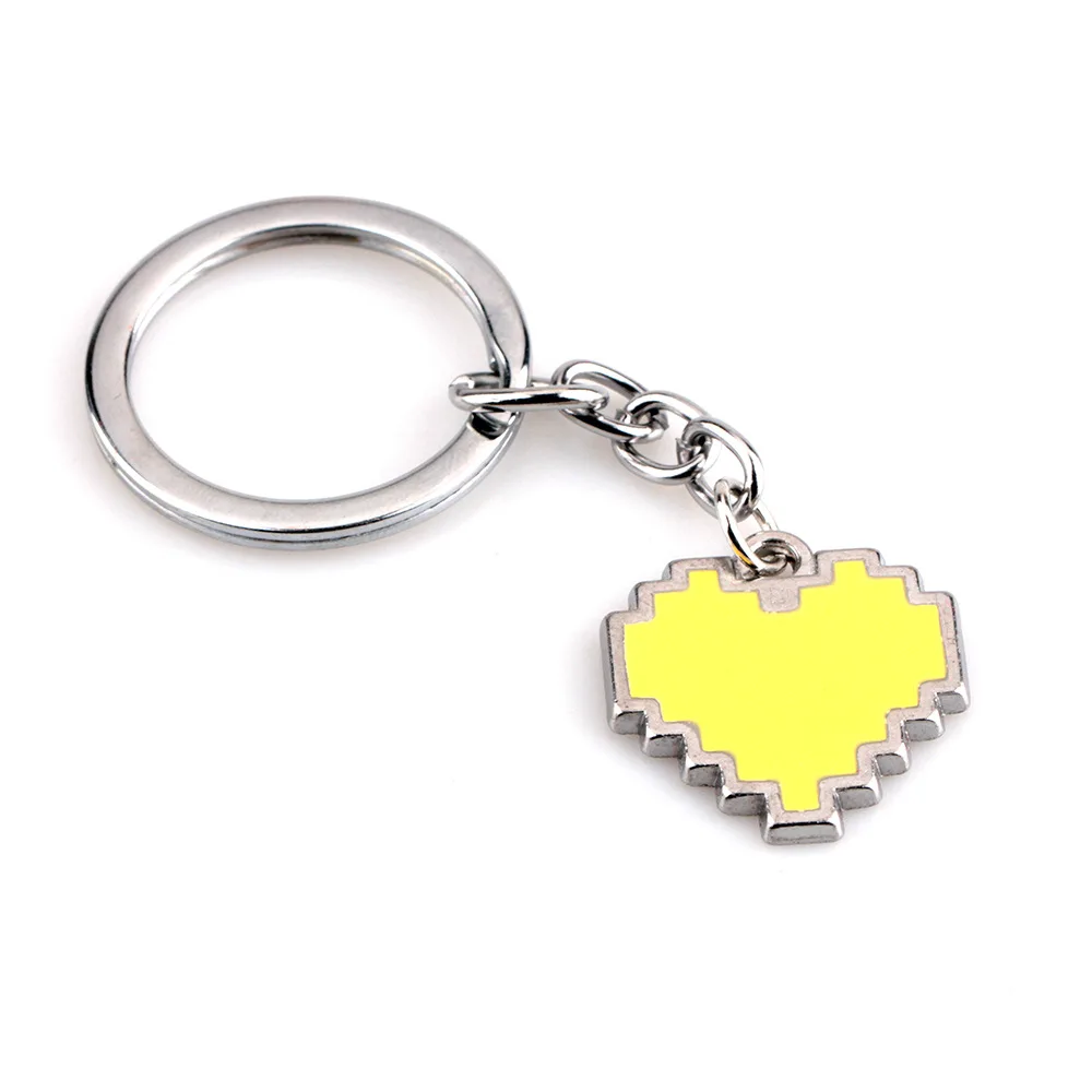 Undertale Sans Candy Color Heart Shaped Keychain for Men Women Enamel Metal Key Ring Key Holder Car Bag Hanging Decor Jewelry