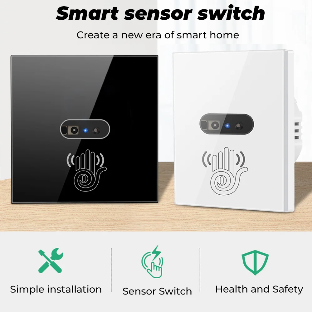 EU Smart Sensor Tempered Glass Panel Switch Wall Infrared Sensing Wave Switch Avoid Contact with Bacteria Wisdom Life