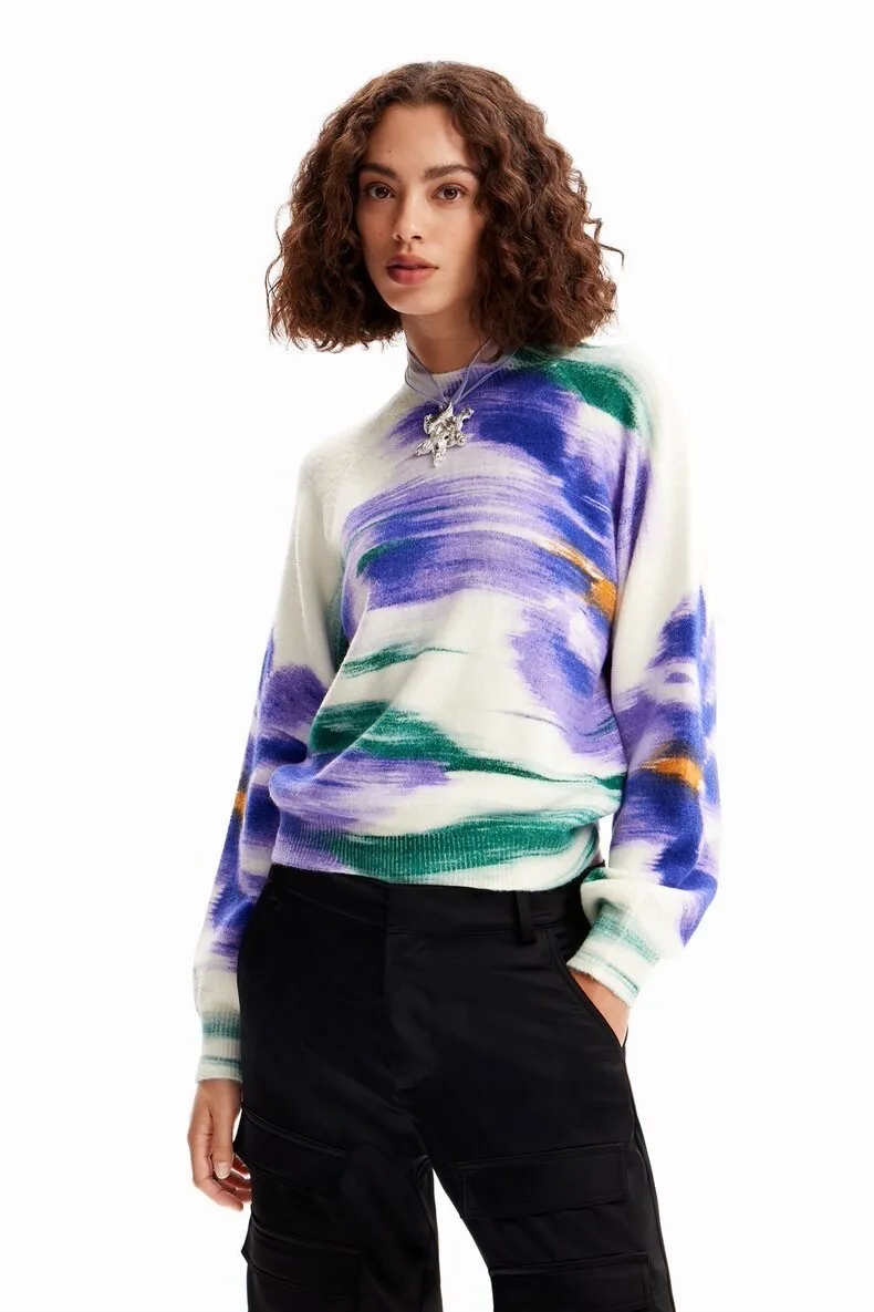 Autumn collaboration embroidered printed crew-neck sweater