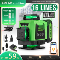 HGLINE Professional 4D 16 Lines Laser Level APP Remote Control 360° Horizontal Vertical Cross Laser Level With Power DIsplay